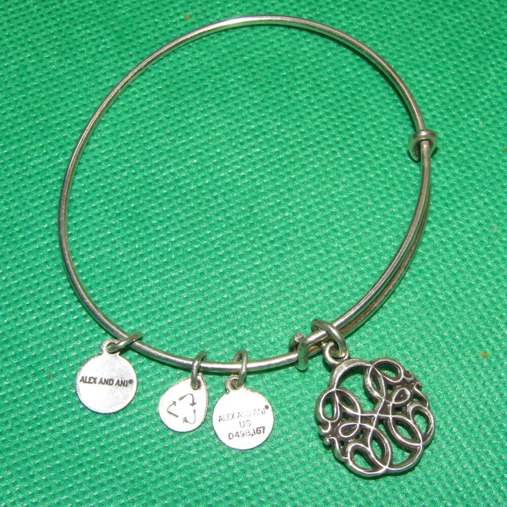 Vintage Alex And Ani Rafaelian Silver Path of Life Charm Expandable Bracelet